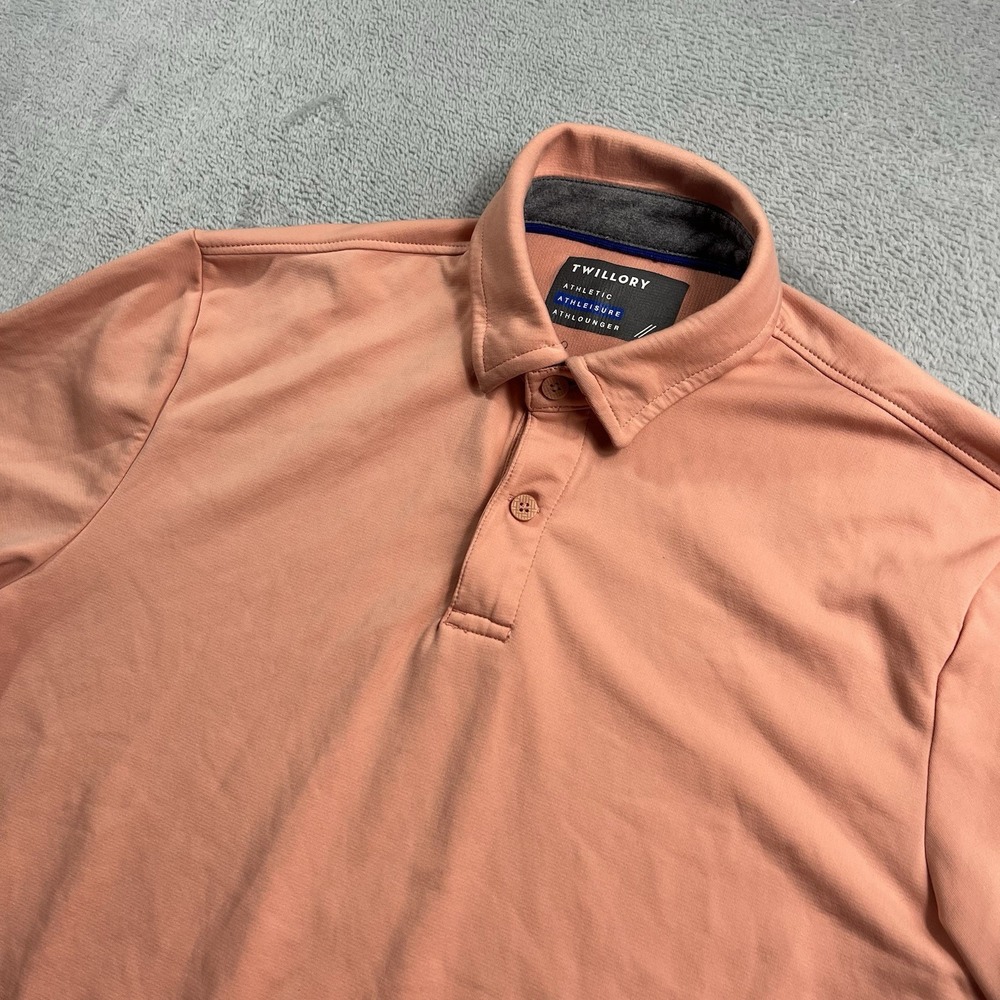 Twillory Polo Shirt Mens Small Orange Stretch Athleisure Performance